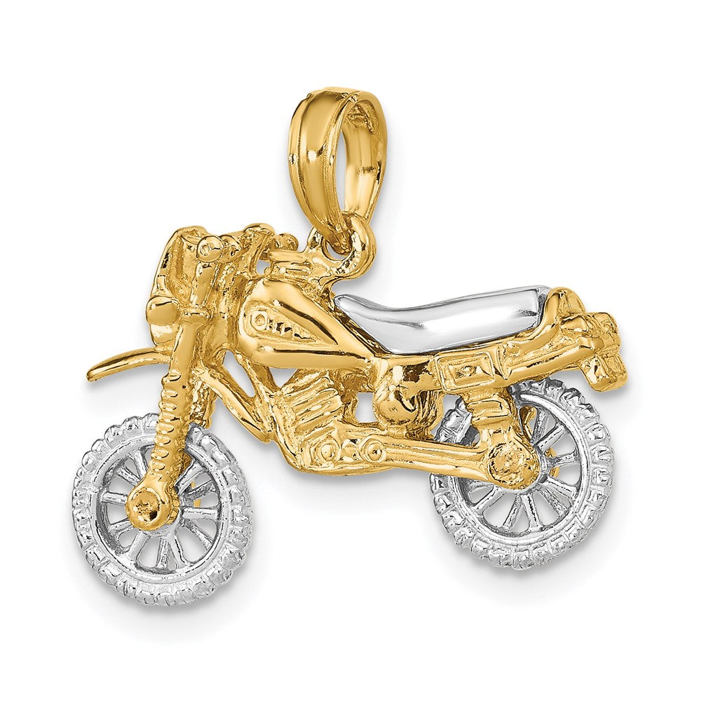 14k Two-tone Gold 3-D Moveable Dirt Bike Motorcycle Charm