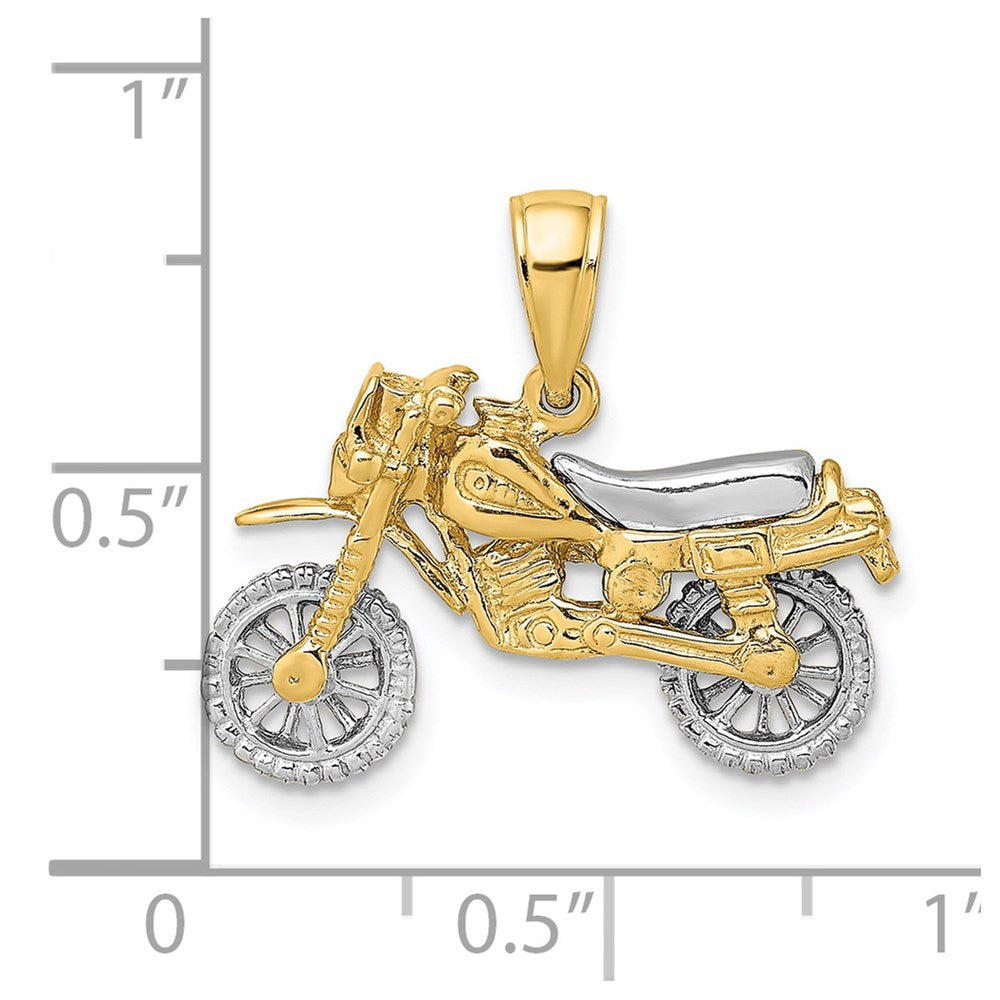 14k Two-tone Gold 3-D Moveable Dirt Bike Motorcycle Charm