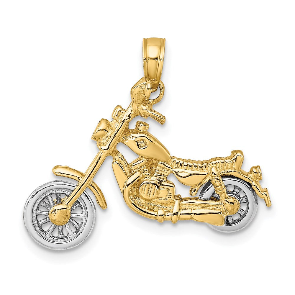 14k Two-tone Gold 3-D Moveable Motorcycle Charm