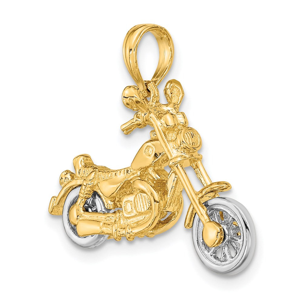 14k Two-tone Gold 3-D Moveable Motorcycle Charm