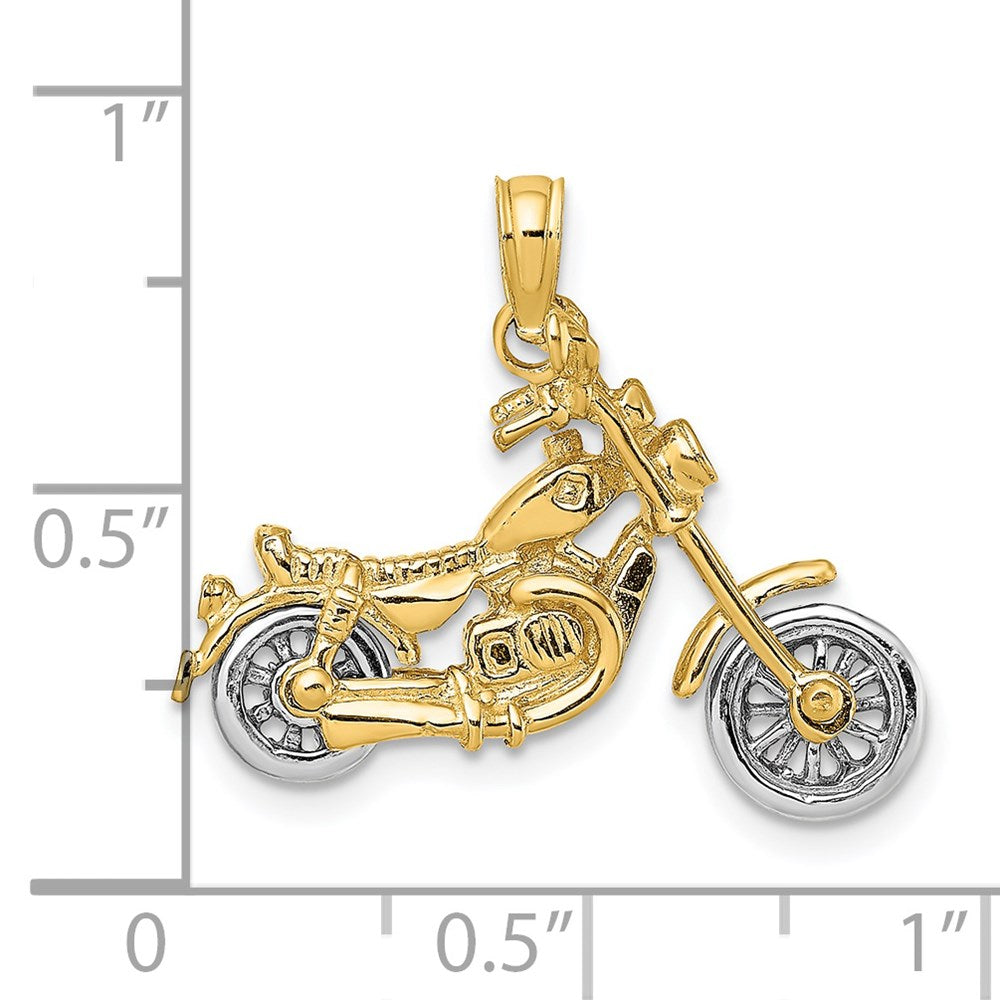 14k Two-tone Gold 3-D Moveable Motorcycle Charm