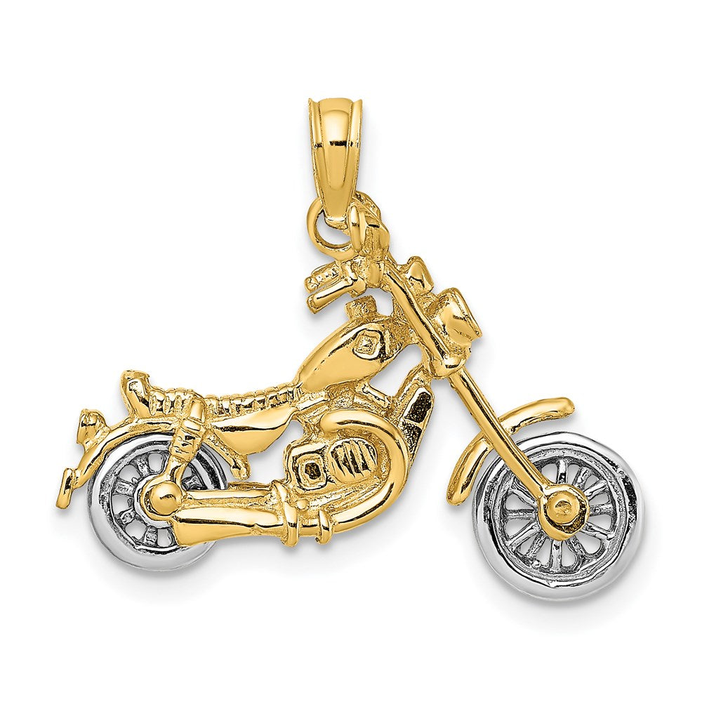 14k Two-tone Gold 3-D Moveable Motorcycle Charm