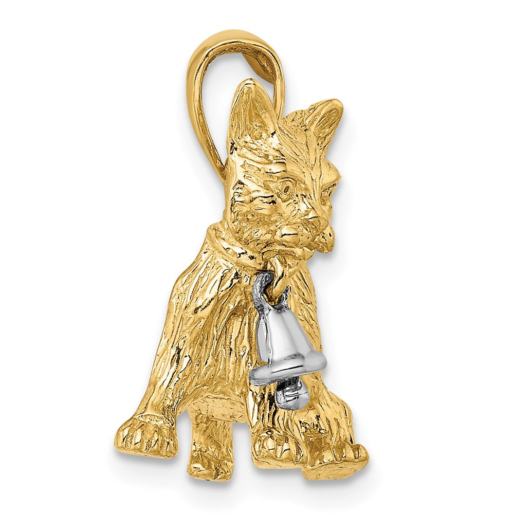 14k Two-tone GoldTwo-tone Gold Dangling Bell and Cat Charm