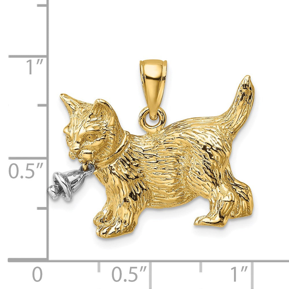 14k Two-tone GoldTwo-tone Gold Dangling Bell and Cat Charm