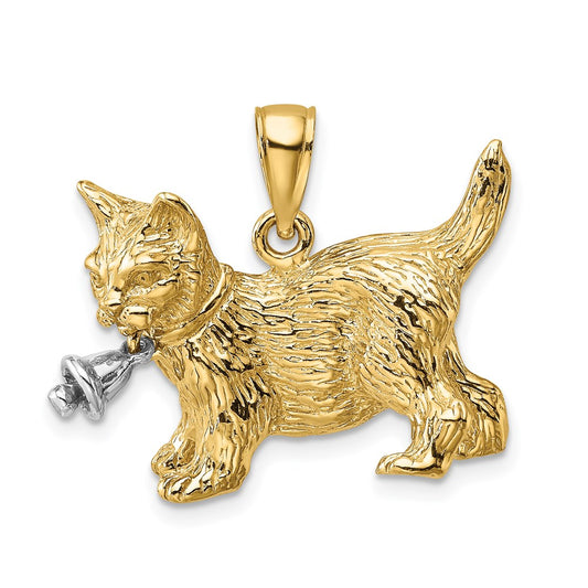 14k Two-tone GoldTwo-tone Gold Dangling Bell and Cat Charm