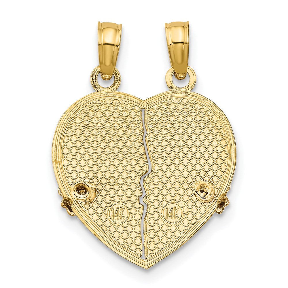 14k Two-tone Gold Two-tone Gold BIG SIS-LIL SIS Break-apart Heart Charm