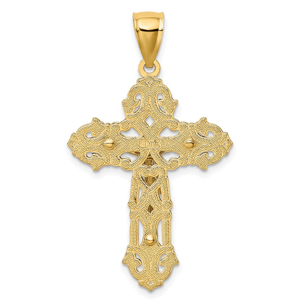 14k Two-tone Gold W/ Rhodium Crucifix W/ Scrolled Tips Charm