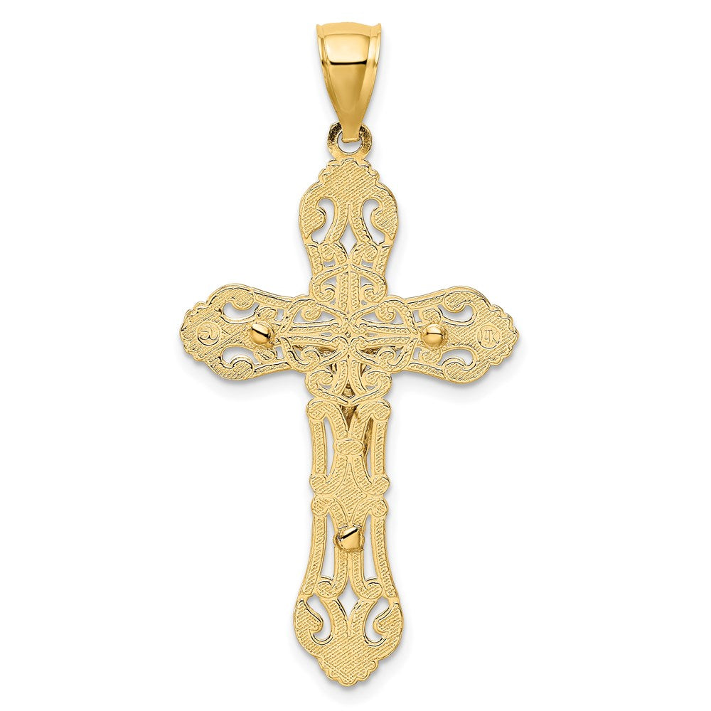 14k Two-tone Gold Crucifix W/ Scrolled Tips Charm