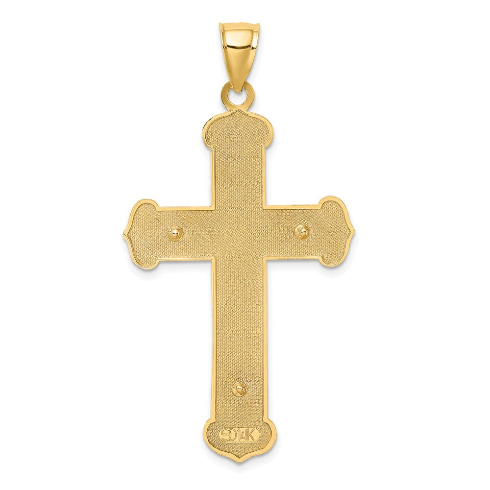 14k Two-tone Gold Engraved Crucifix Charm