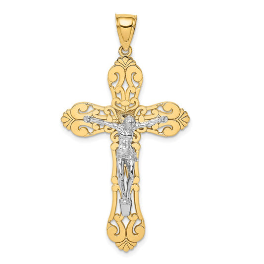 14k Two-tone Gold Crucifix Charm