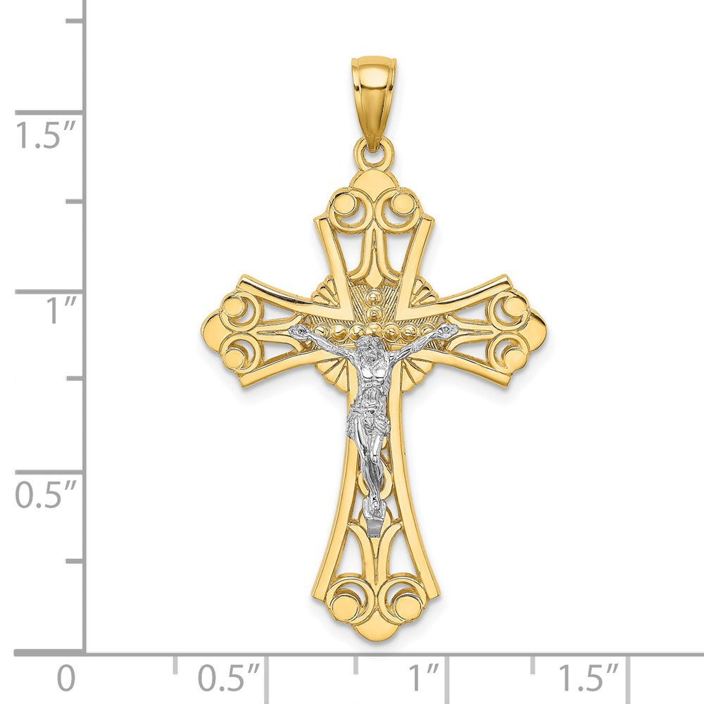 14k Two-tone Gold Two-tone Gold Cut-Out Crucifix Charm