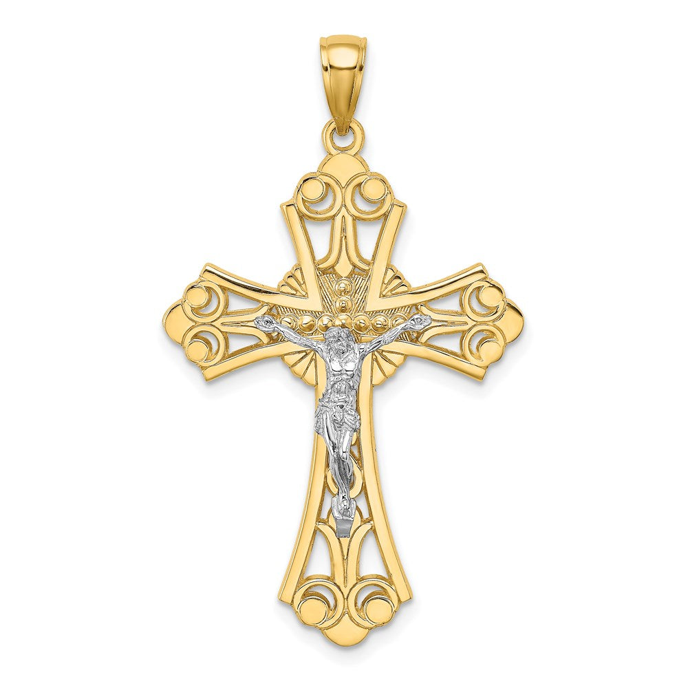 14k Two-tone Gold Two-tone Gold Cut-Out Crucifix Charm