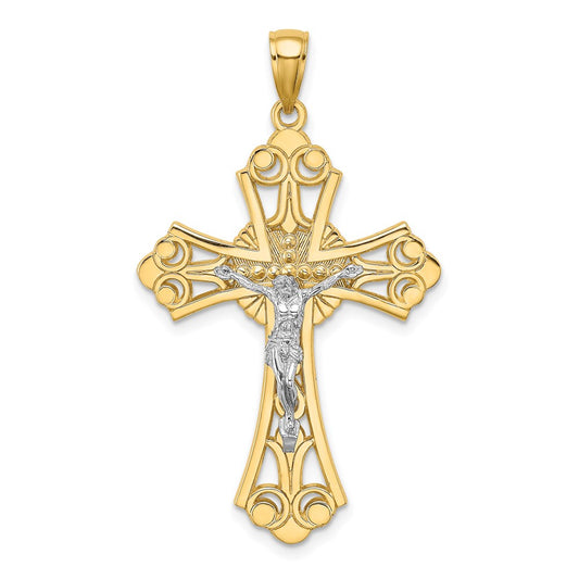 14k Two-tone Gold Two-tone Gold Cut-Out Crucifix Charm