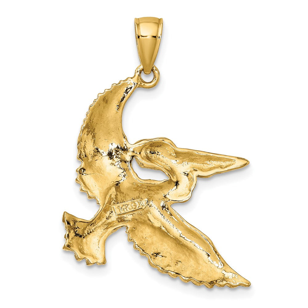 14k Yellow & Rhodium Gold with White Rhodium Flying Pelican Charm