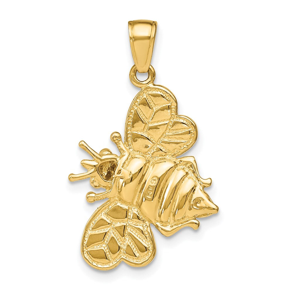 14k Yellow & Rhodium Gold White Rhodium 3-D Bumblebee Charm