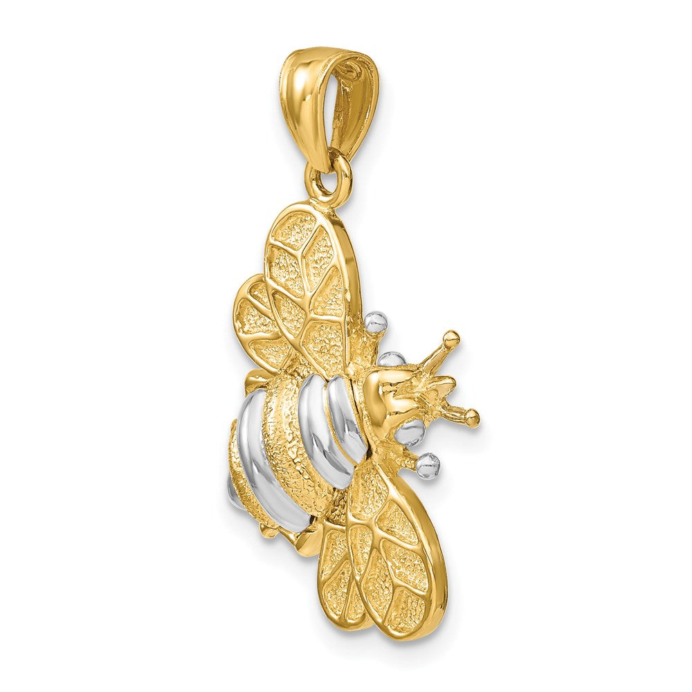 14k Yellow & Rhodium Gold White Rhodium 3-D Bumblebee Charm