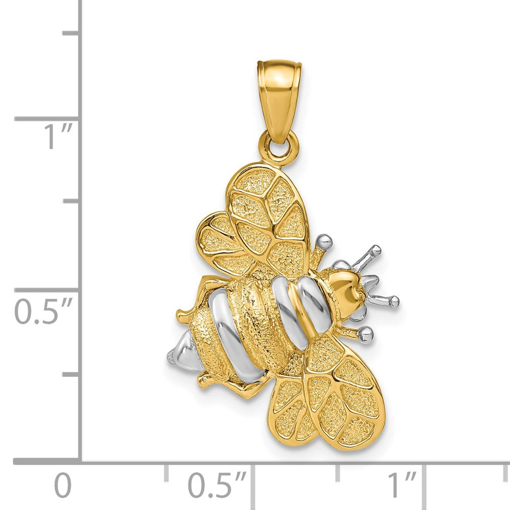 14k Yellow & Rhodium Gold White Rhodium 3-D Bumblebee Charm