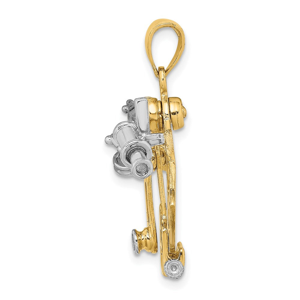 14k Two-tone Gold 3-D Moveable Sextant Charm