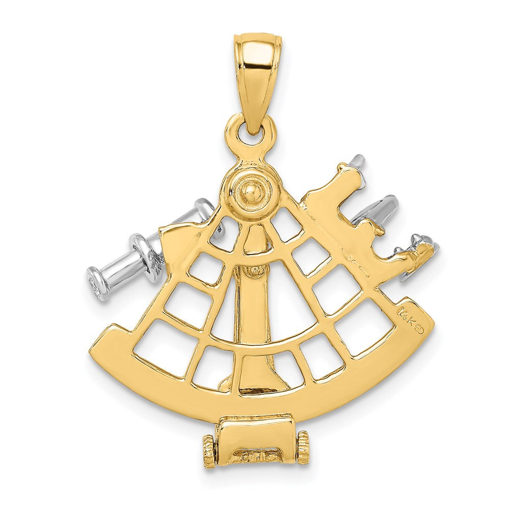 14k Two-tone Gold 3-D Moveable Sextant Charm