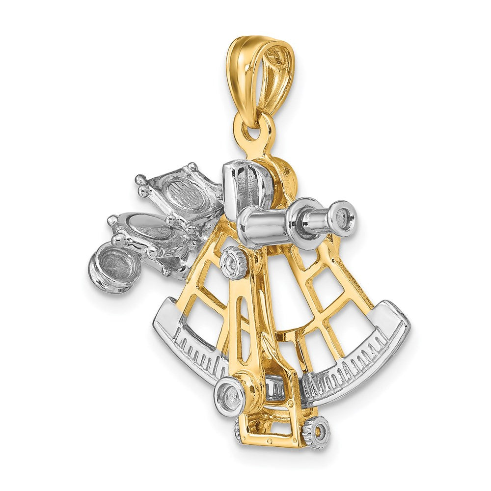 14k Two-tone Gold 3-D Moveable Sextant Charm