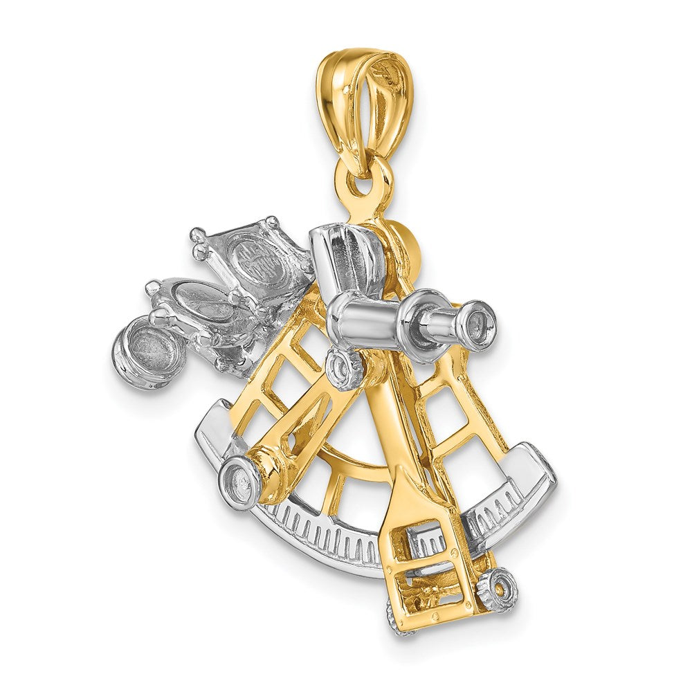 14k Two-tone Gold 3-D Moveable Sextant Charm