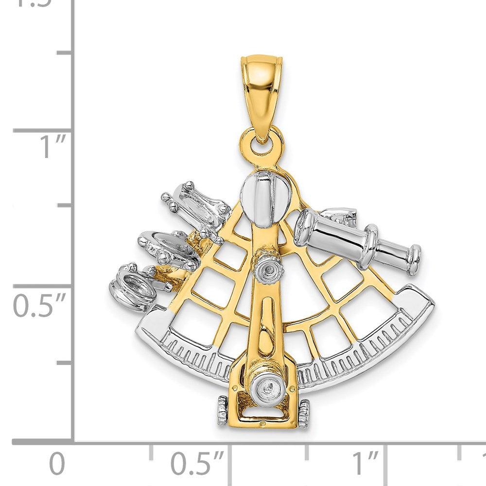 14k Two-tone Gold 3-D Moveable Sextant Charm