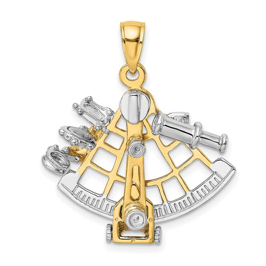 14k Two-tone Gold 3-D Moveable Sextant Charm