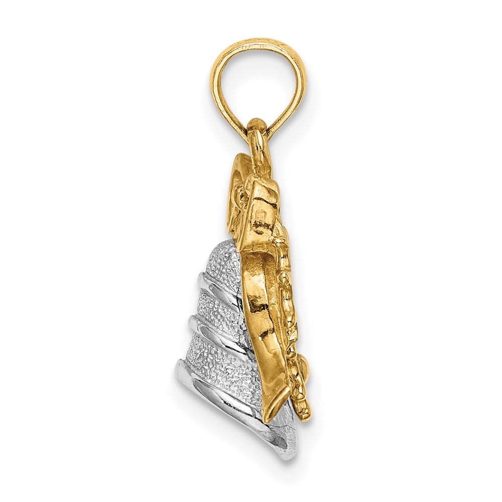 14k Two-tone Gold Two-tone Gold 3-D Christmas Bell and Holly Charm