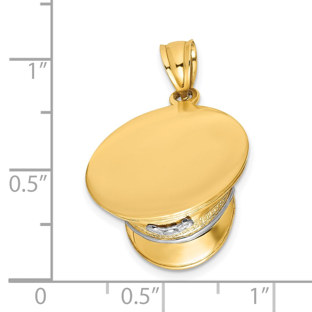 14k Yellow & Rhodium Gold w/Rhodium 3-D Police Hat Charm