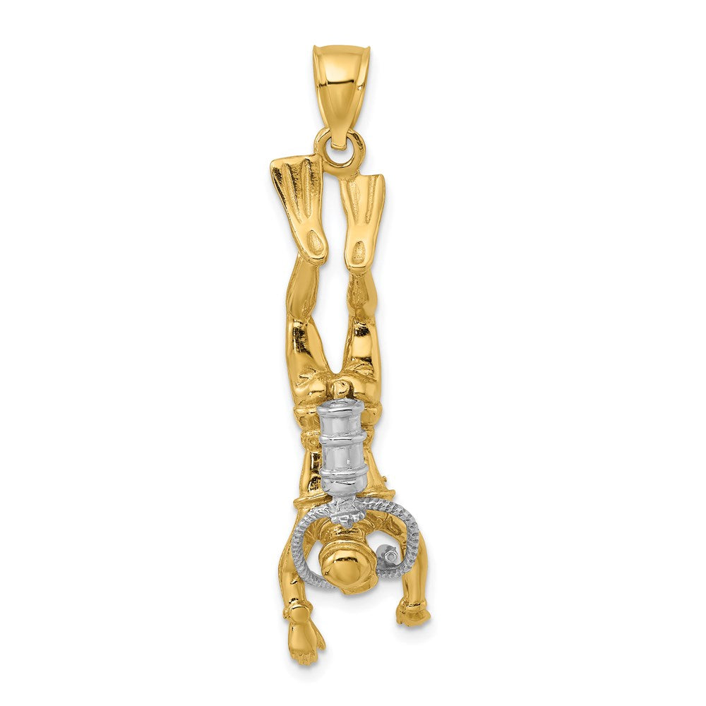 14k Two-tone Gold Two-tone Gold 3-D Female Scuba Diver Charm