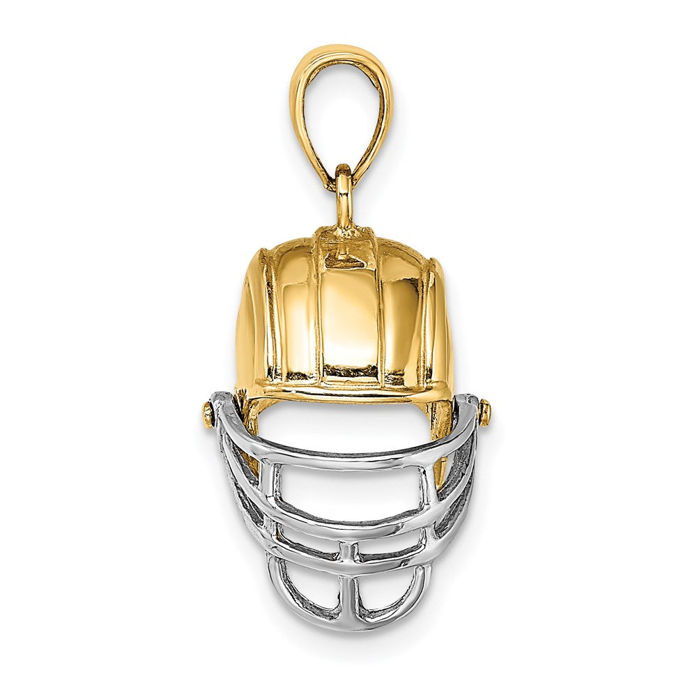 14k Yellow & Rhodium Gold w/Rhodium 3-D Football Helmet Charm