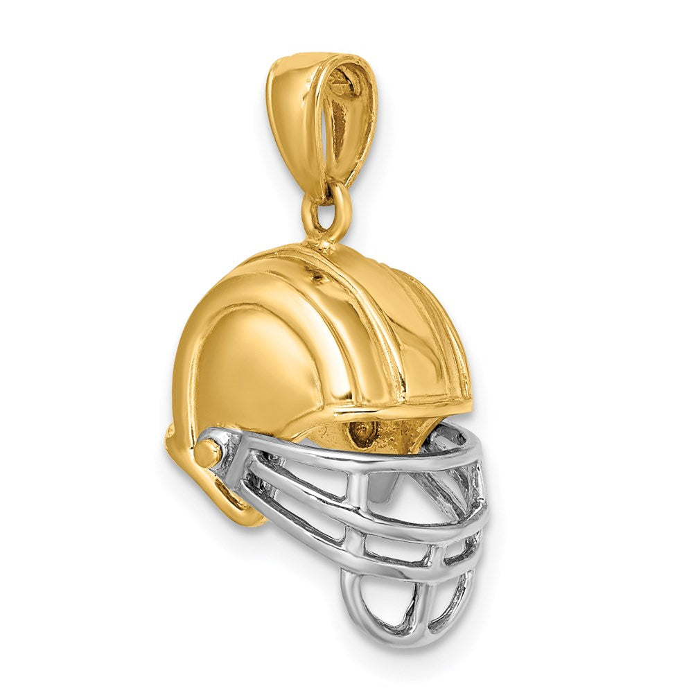 14k Yellow & Rhodium Gold w/Rhodium 3-D Football Helmet Charm