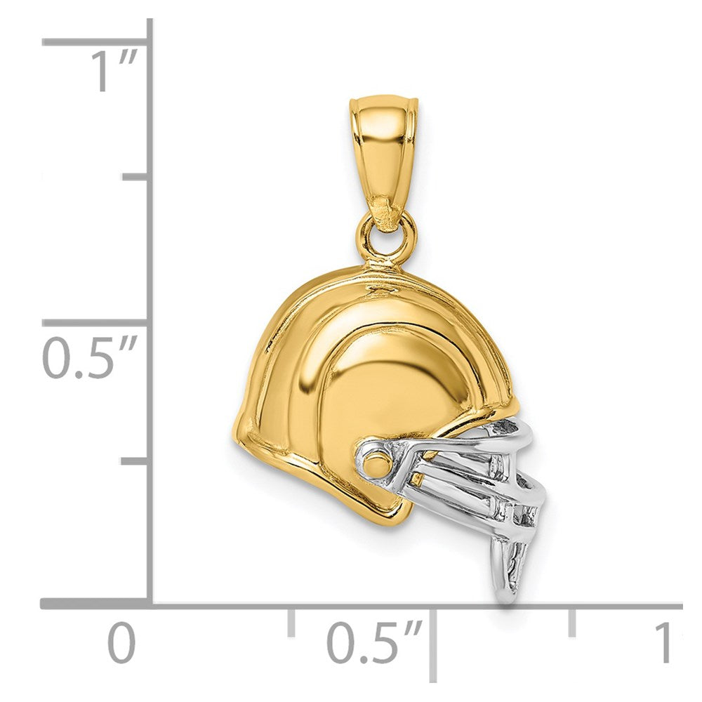 14k Yellow & Rhodium Gold w/Rhodium 3-D Football Helmet Charm