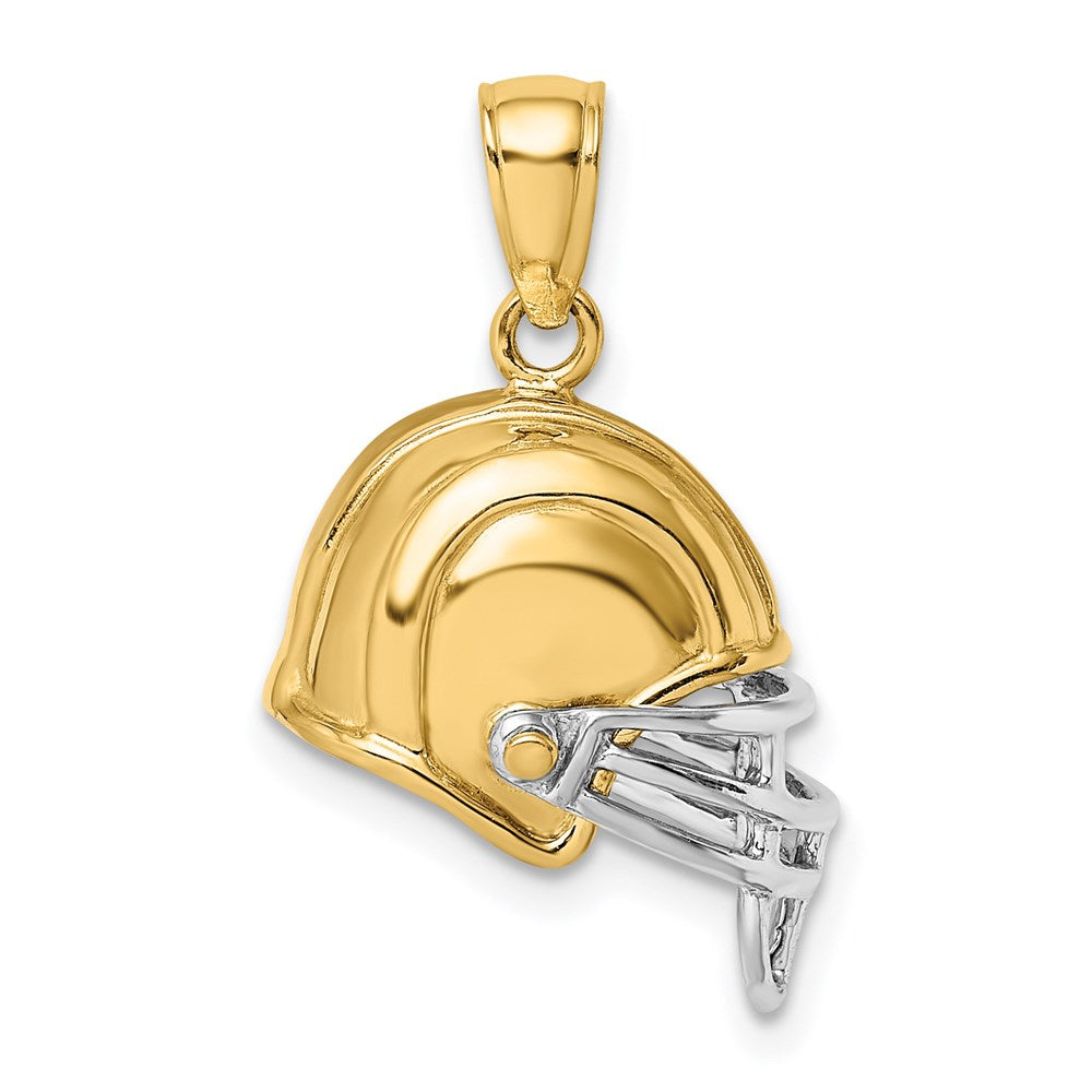 14k Yellow & Rhodium Gold w/Rhodium 3-D Football Helmet Charm