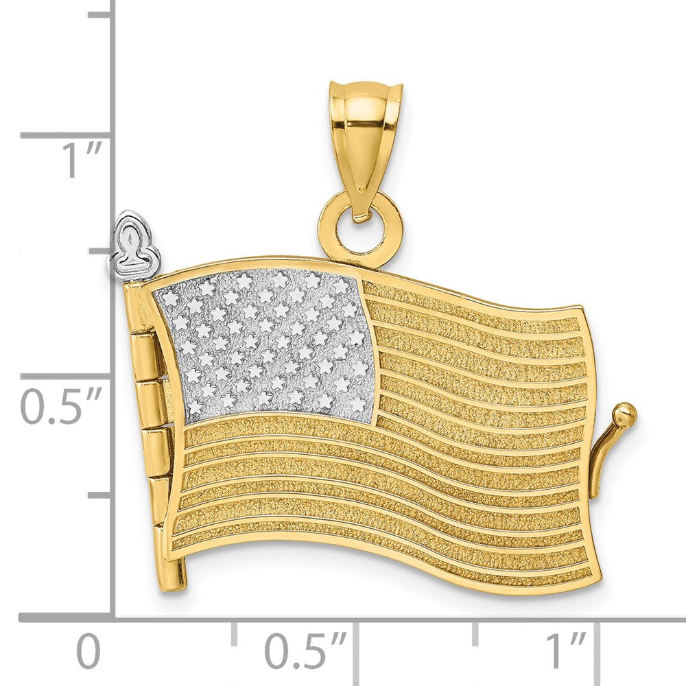 14k Yellow & Rhodium Gold w/Rhodium 3-D Pledge Allegiance Flag Book Moveable Charm