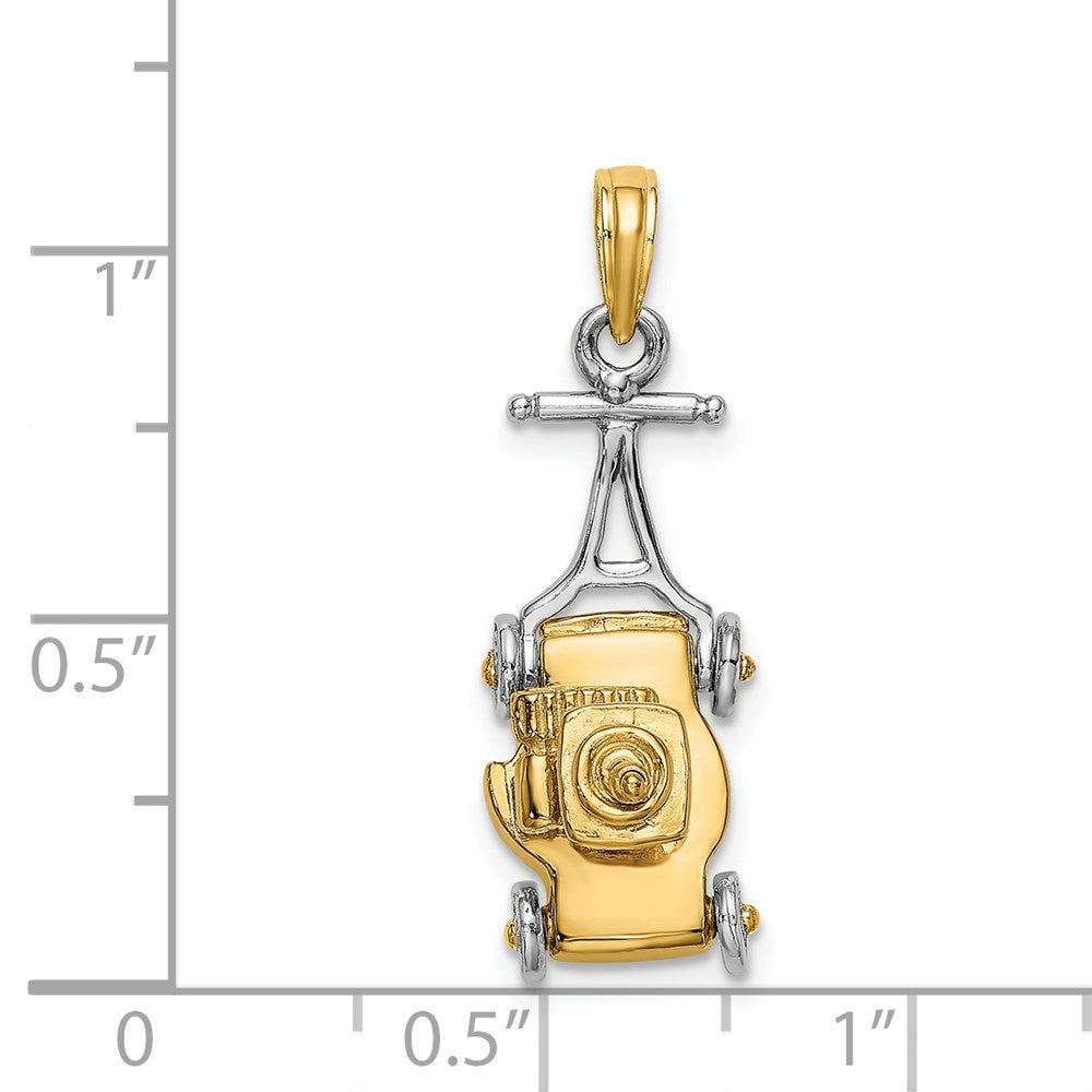 14k Two-tone Gold 3-D Lawn Mower Charm