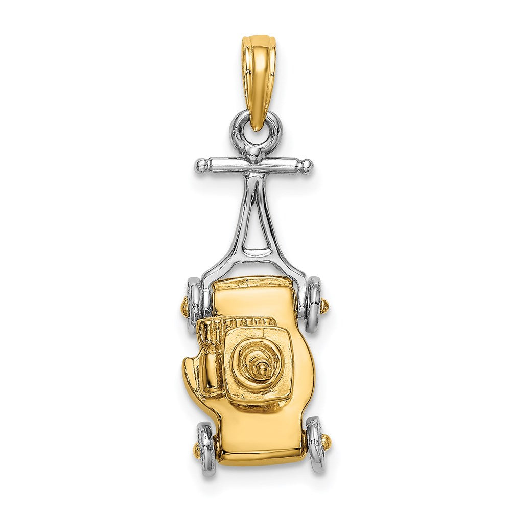 14k Two-tone Gold 3-D Lawn Mower Charm