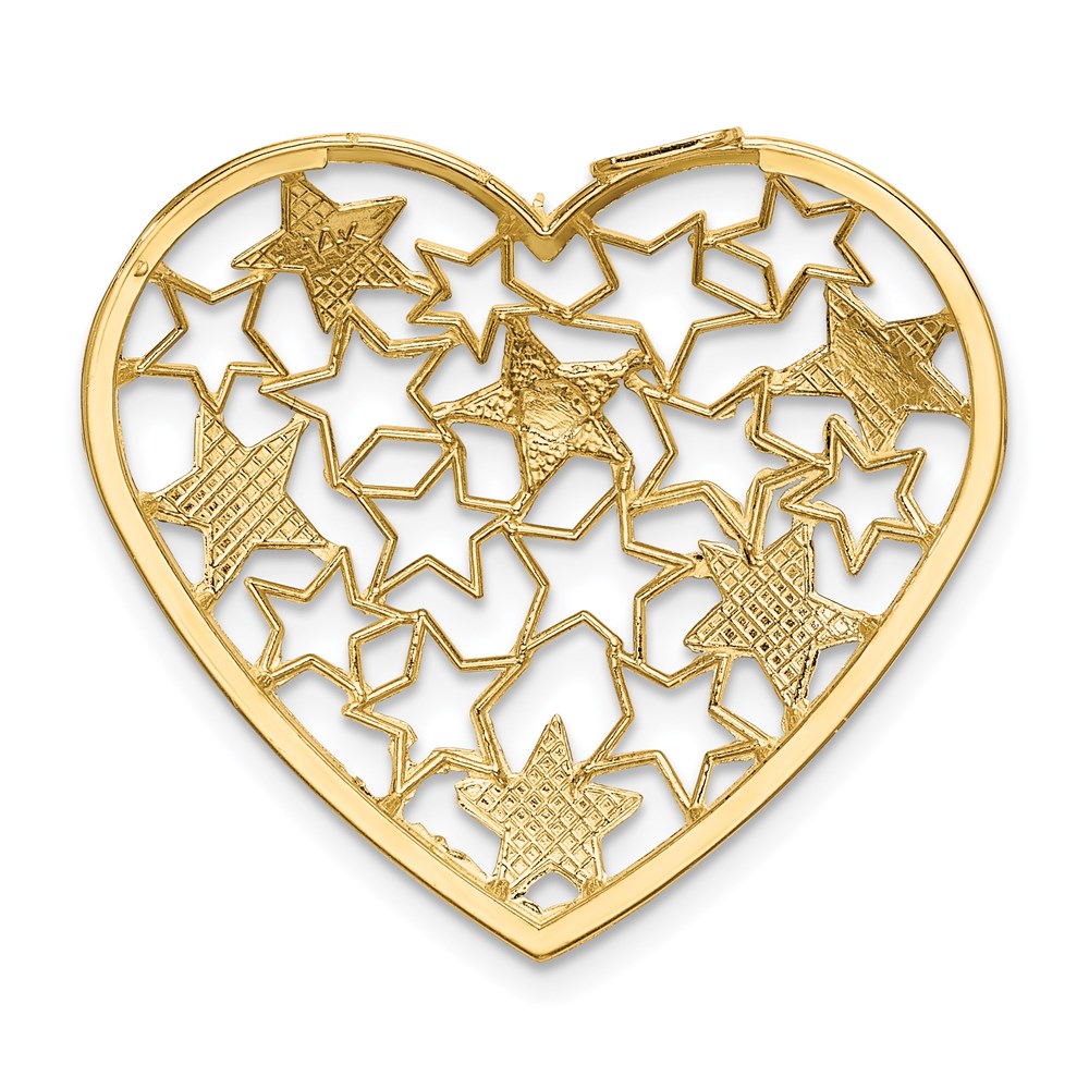 14k Yellow & Rhodium Gold w/Rhodium Heart w/Cut-out Stars Pendant