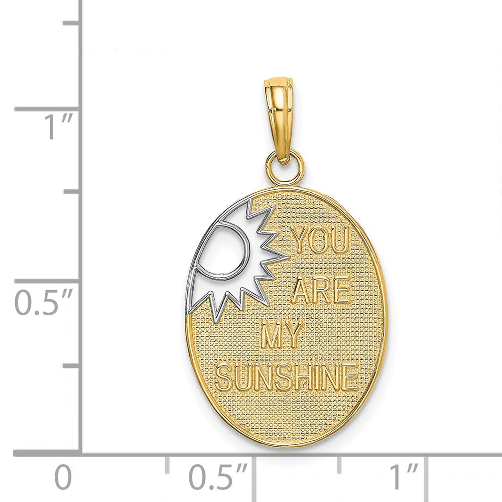 14k Yellow & Rhodium Gold w/Rhodium YOU ARE MY SUNSHINE Cut-out Sun Charm