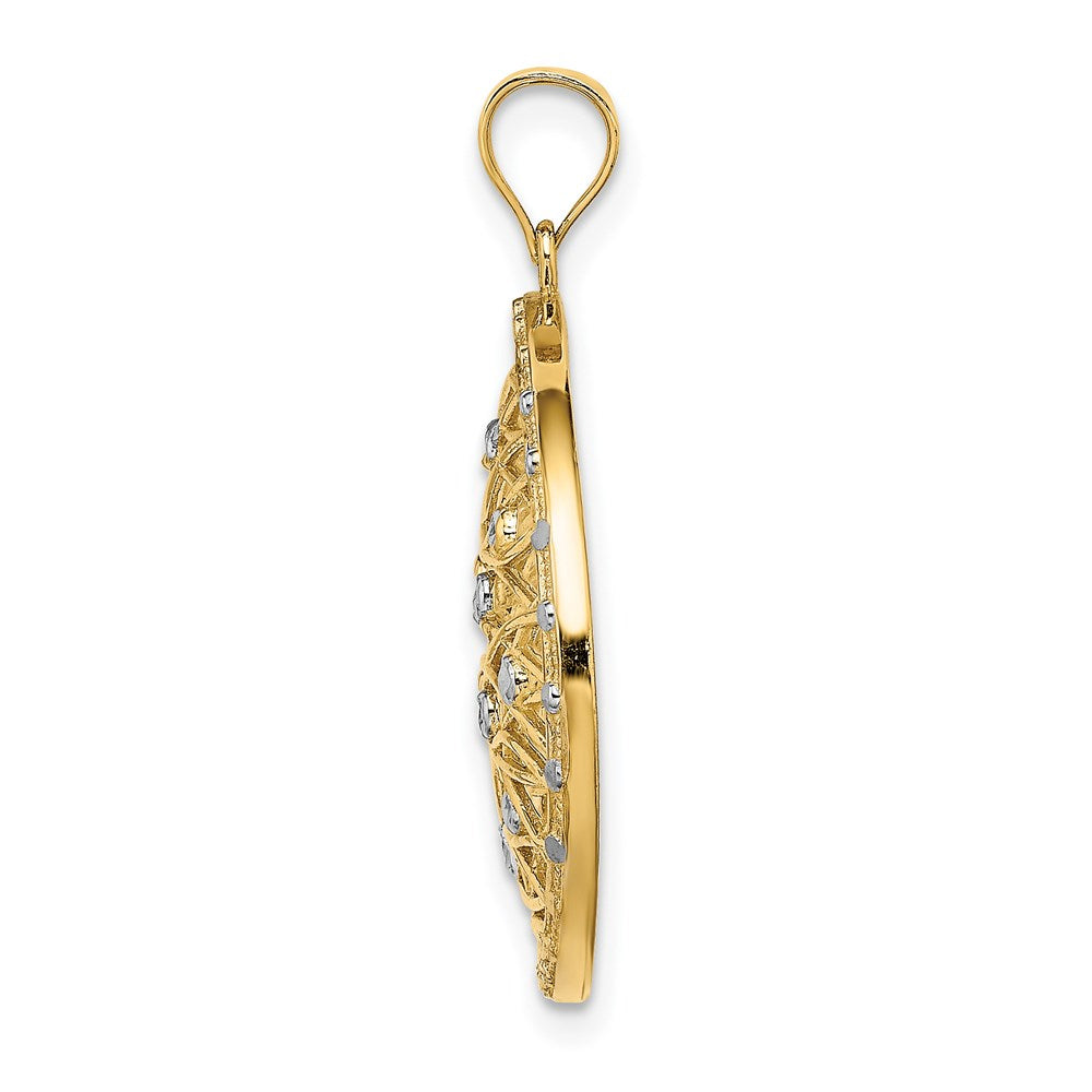 14k Yellow & Rhodium Gold w/Rhodium D/C Oval Cut-Out Charm