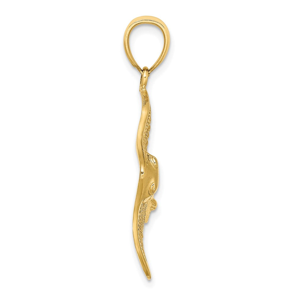 14k Yellow Gold Polished and Cut-Out Textured Accent Stingray Charm