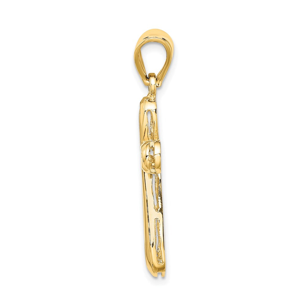 14k Yellow Gold Polished Cut-Out Cross Charm