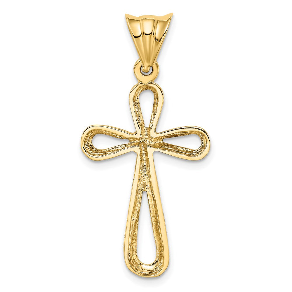 14k Yellow Gold Polished Cut-Out Cross Charm