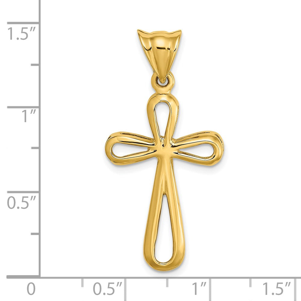 14k Yellow Gold Polished Cut-Out Cross Charm