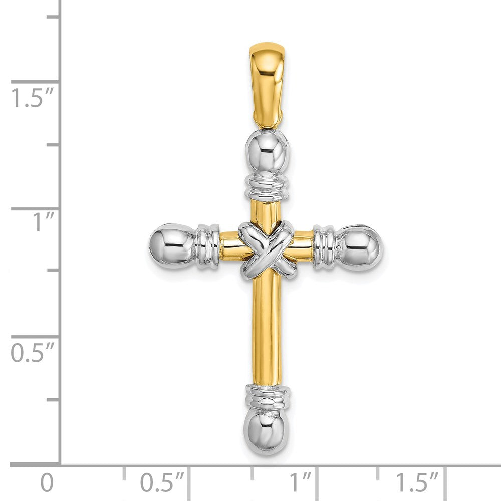 14k Two-tone Gold Polished X In Center of Cross Charm