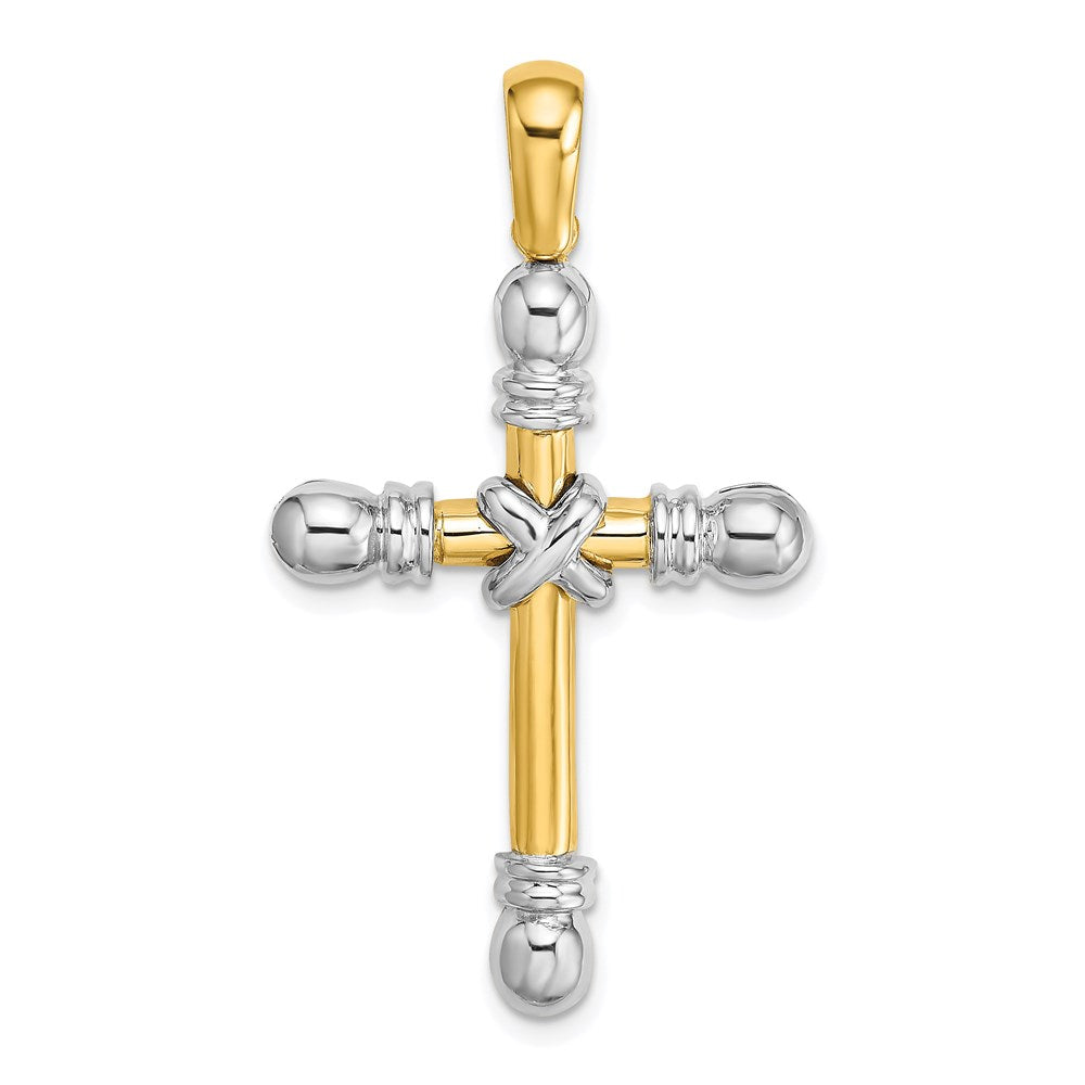 14k Two-tone Gold Polished X In Center of Cross Charm