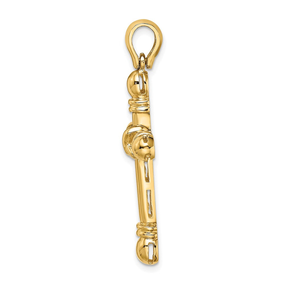 14k Yellow Gold Polished X In Center of Cross Charm