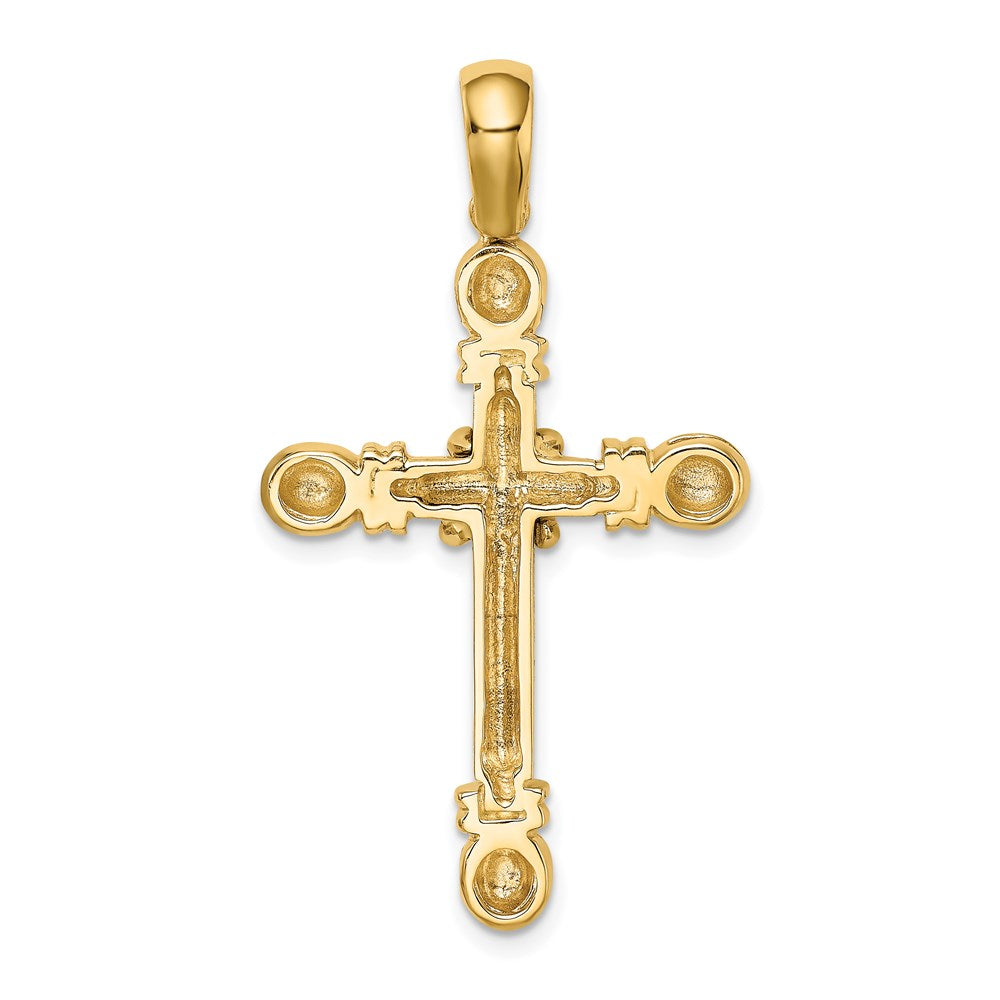 14k Yellow Gold Polished X In Center of Cross Charm