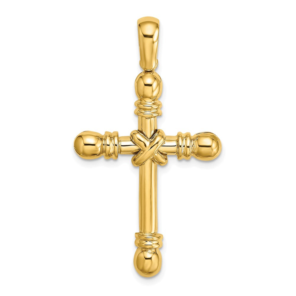 14k Yellow Gold Polished X In Center of Cross Charm