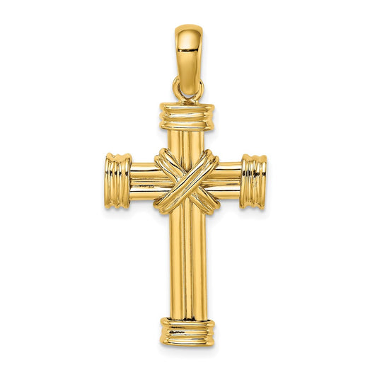 14k Yellow Gold Polished Cross Charm